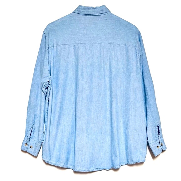 Vintage Denim Button Down Shirt Womens Embroidered Novelty Cottagecore Plus 1X - Picture 2 of 7